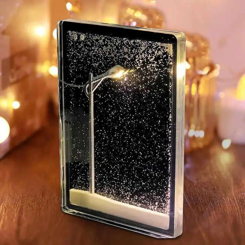 Magic Snowy Landscape Night Light - Snow Flowing Street Lamp DIY Christmas Desktop Decor - Nook Essence